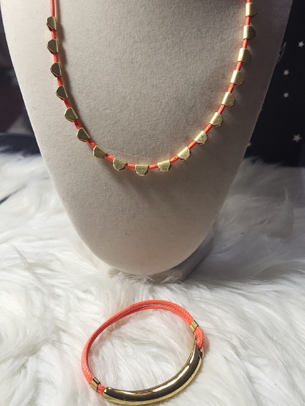 India Hicks Gold Tone and Orand Necklace & Bracelet Set